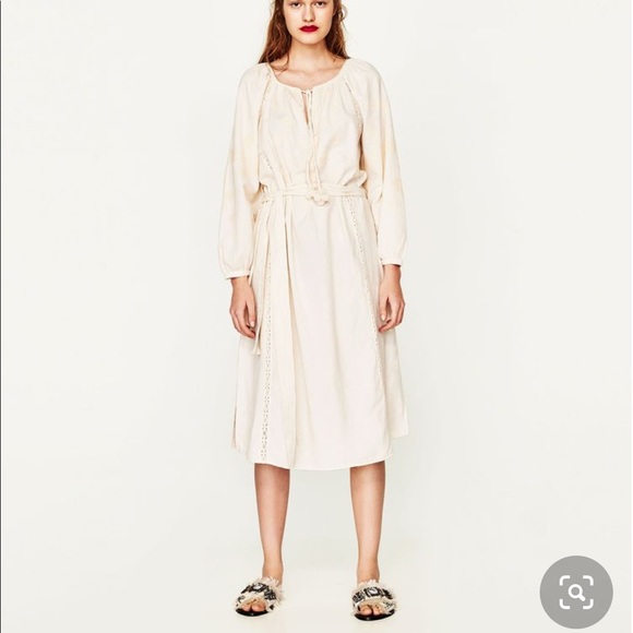 zara midi embroidered dress